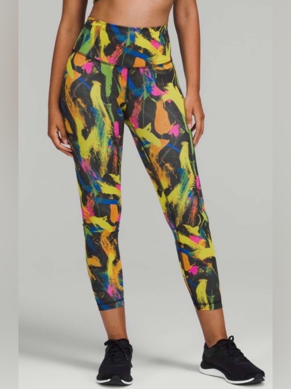 Lululemon Wunder Train HR Tight Black Brushstroke Size 10